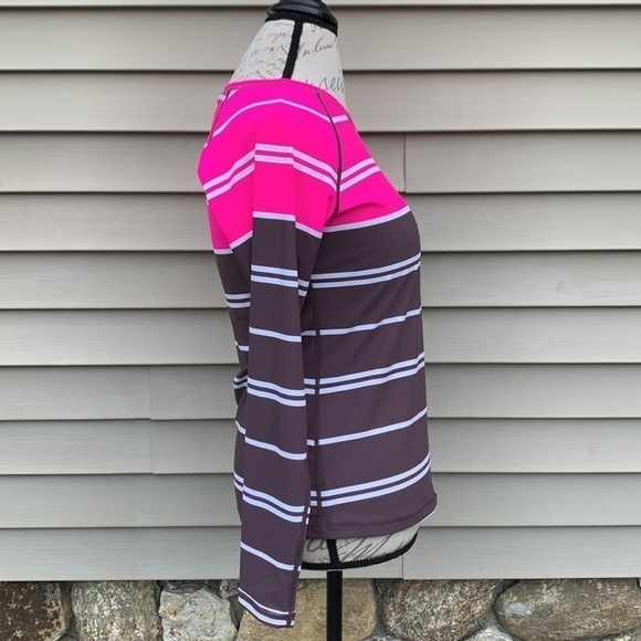 Athleta Colorblock Striped Pink/Brown/White Long-sleeve Rash-guard - Picture 10 of 13
